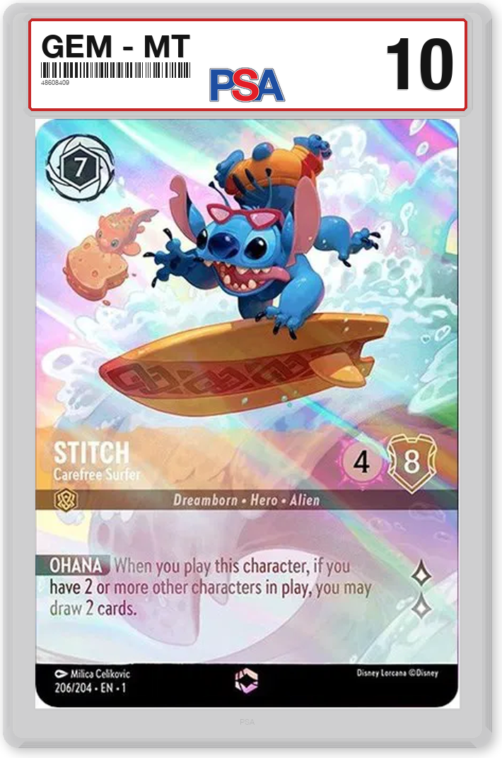 Stitch - Carefree Surfer (Alternate Art) - PSA 10.0 Graded Card